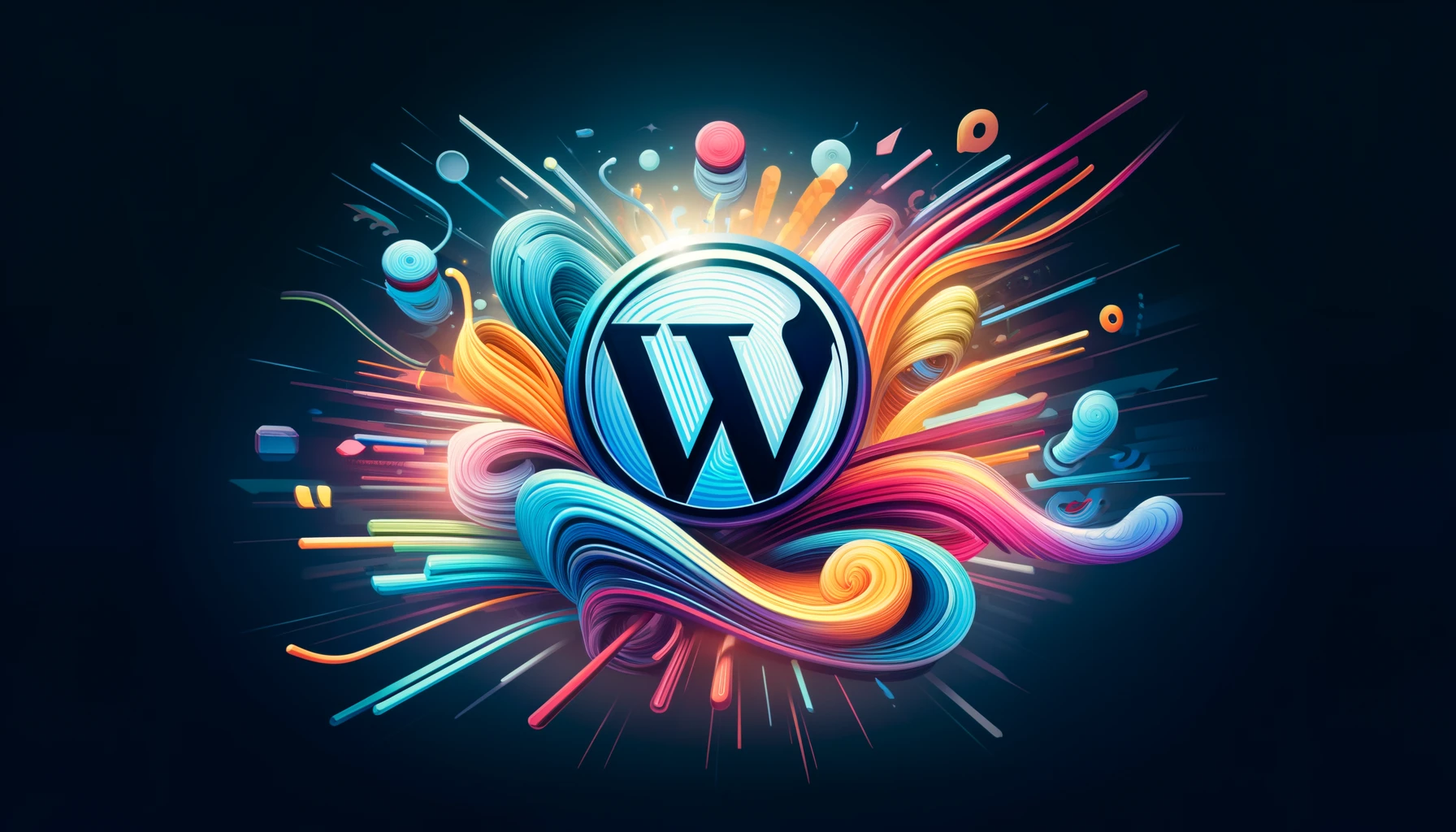 An abstract image representing the concepts of open source, WordPress, and flexibility. The image features dynamic, flowing lines and interconnected shapes symbolizing collaboration and open-source communities. WordPress elements like the iconic 'W' logo and stylized plugins are integrated into the design. Vibrant colors and gradients suggest flexibility and adaptability, with a blend of digital and creative elements to convey the innovative spirit of open-source development.